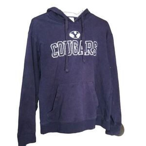 Champion Mens Brigham Young University Cougars Hoodie M Navy Blue Reverse Weave
